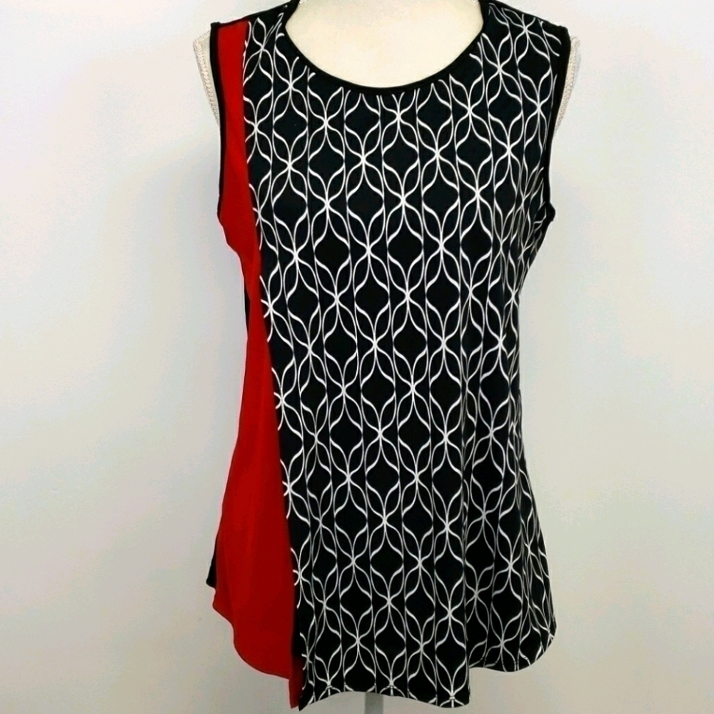 IVY Ridge Tunic Sleevless Black/white/Red M VGUC